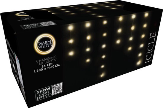 Lichtvorhang „IJspegel“ 300 cm – Warmweiß – LED-Weihnachtsbeleuchtung – Zeitschaltuhr – Fernbedienung – Lichteffekte – Innen- und Außenbereich