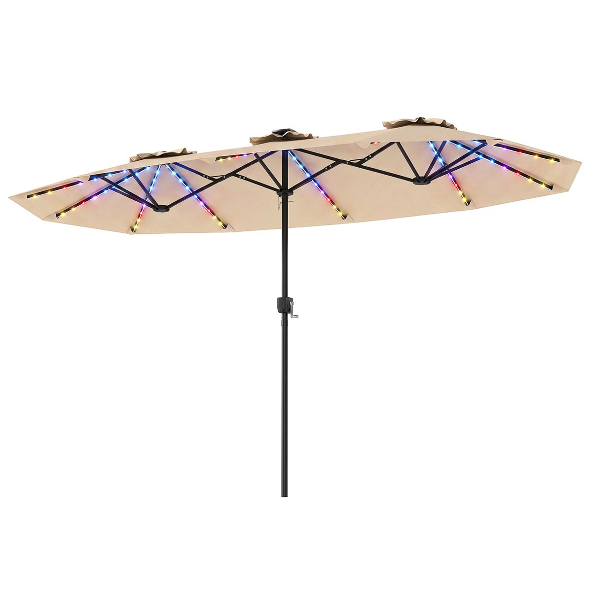 Coast Doppel-Gartenschirm – rechteckig mit LED-Beleuchtung – 400 x 210 cm – beige