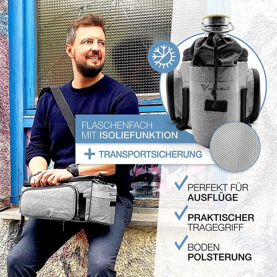 MIVELO Gepäckträgertasche für Fahrrad - bis zu 20 L - Wasserdicht - Grau
