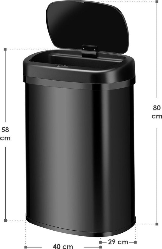 Automatischer Abfallsammler / Abfallsammler / Sensorabfallsammler - 50 Liter - Schwarz - Rechteckig