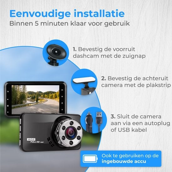 Nuvance - Dual Dashcam fürs Auto - Front- und Heck-Dashcam - Full HD - inkl. 32gb SD-Karte - Parkmodus mit G-Sensor und Nachtsicht - 170Â° Blickwinkel und IPS-Display