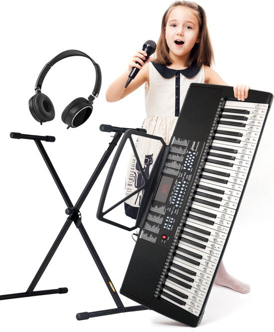 Finesse Keyboard Piano met Standaard & Accessoires - 61 Keys - Elektrische Piano - Kind - New Orleans