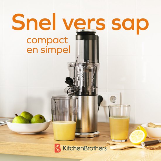 KitchenBrothers - Slowjuicer - Vertikal - Gemüse- und Obstpresse - 80 mm - 750 ml - Grau