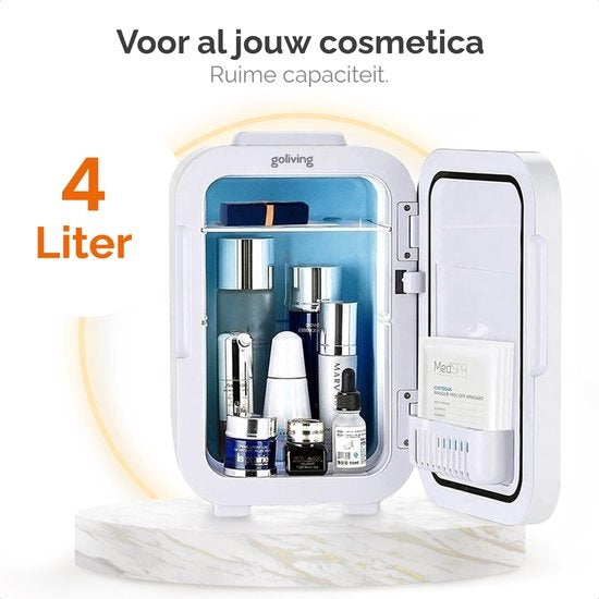 Goliving Skincare Fridge - Make-up Kühlschrank - Beauty Kühlschrank - Minikühlschrank mit Spiegel und Beleuchtung - Minikühlschrank