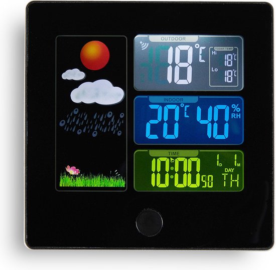 Dutch Originals Wetterstation - kabellos - Wetterstation mit Außensensor - Innen und Außen - Schwarz