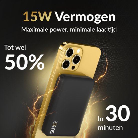 Surge Wireless Powerbank 10000mAh - Magsafe kompatibel - 22.5W Schnellladegerät - Geeignet für iPhone 12, 13, 14, 15, 16