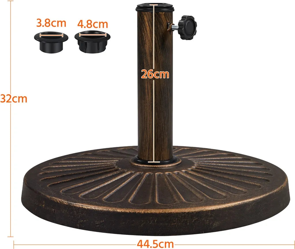 Yaheetech Sonnenschirmständer 10 kg, Ø 46 cm – Bronze – Runder Sonnenschirmständer für Sonnenschirmstangen mit Ø 38/48 mm
