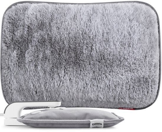 Coozie Elektrische Kanne - 1L - mit ThermoSoft-Hülle aus flauschigem Stoff - Wärmende weiche Heißwasserkanne - Heißwasserkanne - Grau