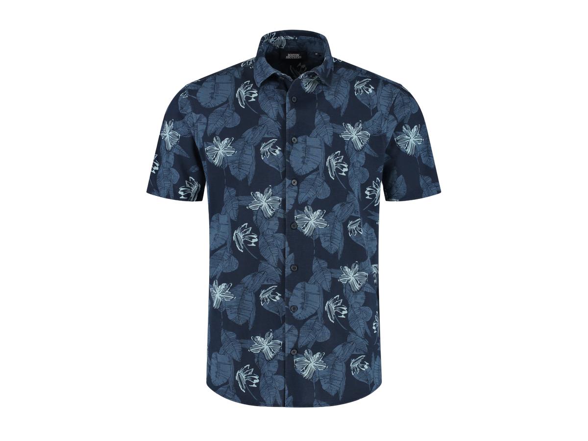 Boston Brothers AOP Piqué-Hemd – Marineblau – Größe M
