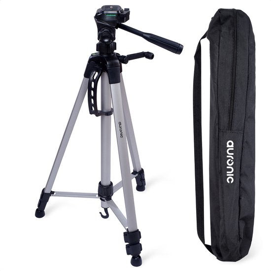 Auronic Stativ - Kamera - Telefon - Iphone - Stativ mit Smartphone-Halterung - Silber Grau