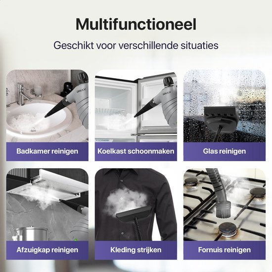 LUMAN 16-in-1 Dampfreiniger C1 - Handdampfreiniger - Handdampfer - Küche, Bad & Sofa reinigen - Fleckenreiniger - 1050 Watt - 450 ML - Grau