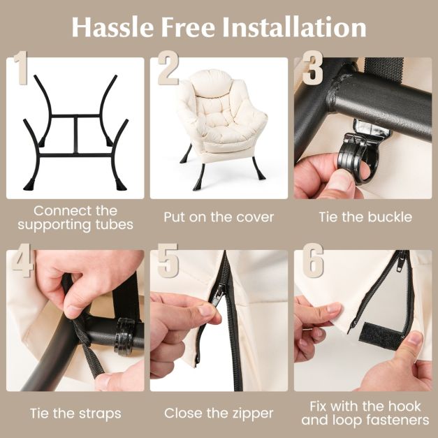 Komfortabler Sessel mit Hocker - inklusive Kissen - Luxuriöser Relaxsessel mit Armlehnen für Wohnzimmer, Schlafzimmer oder Büro - Weiß