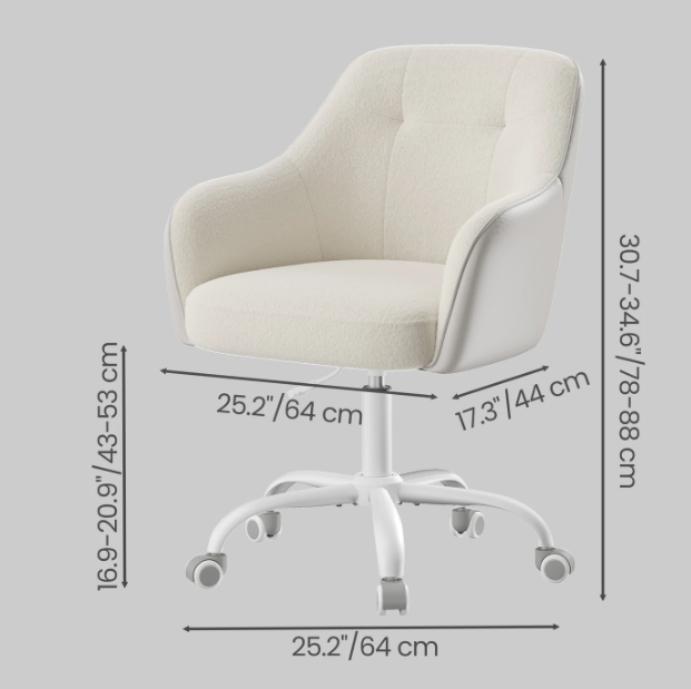 Ochama Bürostuhl Sherpa Stoff – Cappuccino-Beige – Höhenverstellbar 78–88 cm
