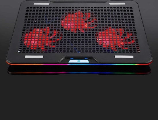 Fuegobird Laptop Cooler - Laptophalter und -kühler - 3 Lüfter - Einstellbar - RGB - Max 17 Zoll - Schwarz