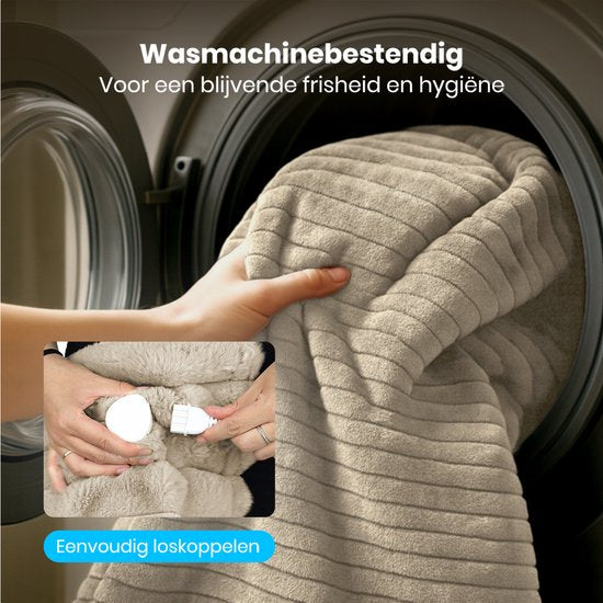 Auronic Electric Blanket - 160 x 120cm - Wärmedecke - 1 Person - 3 Wärmestufen - Plüsch - Wärmedecke - Taupe