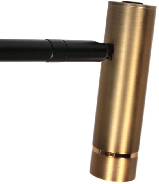 Stehlampe Lumo 4607BR – moderne schwarze Leselampe mit bronzefarbenen Akzenten, höhenverstellbar und dimmbar, Mexlite