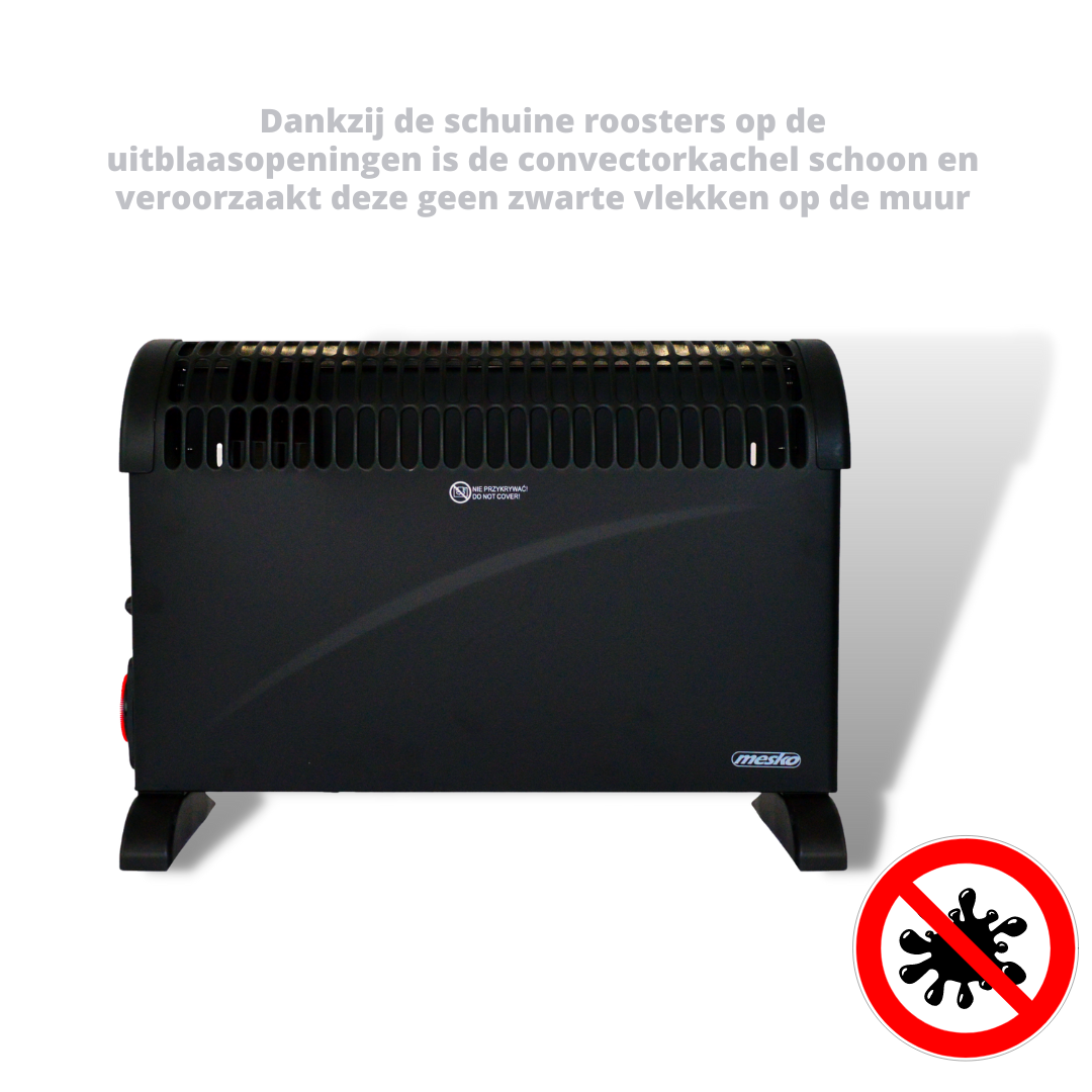 Mesko - Elektrischer Heizkonvektor - MIT einstellbarem Thermostat & 24HTimer - 3 Heizstufen - 2000W - bis zu 20mÂ² - Schwarz