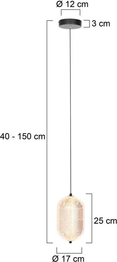 Hängeleuchte Geripu, Ø 15 cm, bernsteinfarben – Höhe verstellbar – Kunststoff und Metall – Mexlite
