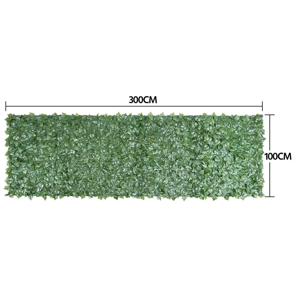 Yaheetech Kunsthecke 300 x 100 cm – Grün – Künstlicher Efeu als Sichtschutz für Balkon und Garten