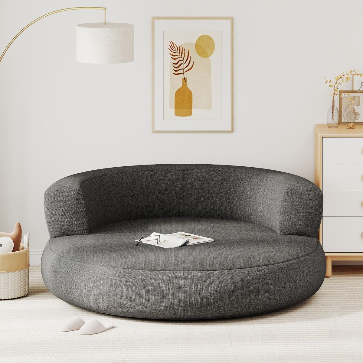 Coast Aufblasbare Couch – ergonomisches Design – abnehmbarer Bezug – grau – 160 x 164 x 61 cm