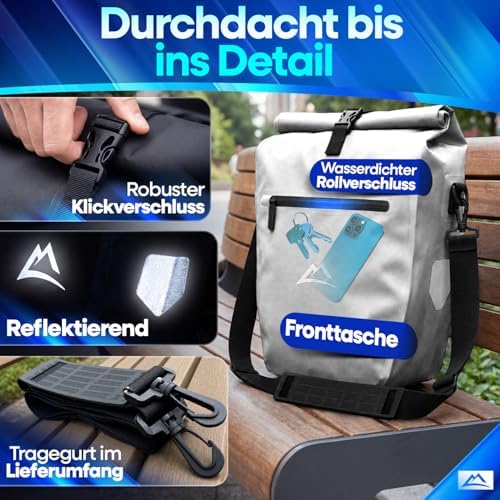 Nextcover AquaShield TPU-Gepäcktasche, 100 % wasserdicht mit Klicksystem und Rollverschluss, reflektierend, 28 Liter