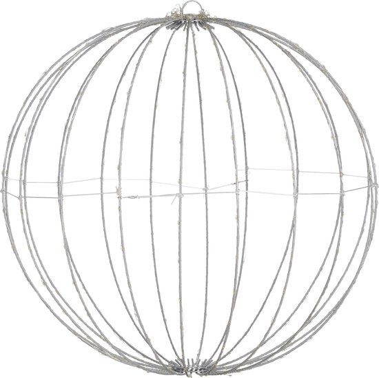 Luca Lighting Weihnachtslichtkugel mit klassisch weißen LED-Lichtern - Ø50 cm - Silber