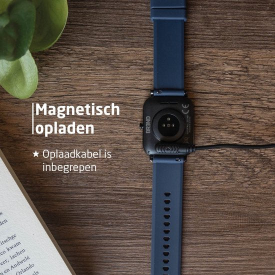 BREND Smartwatch für Frauen und Männer - Schrittzähler, Blutdruckmesser und Herzfrequenzmesser - Sportuhr - wasserdicht - blau