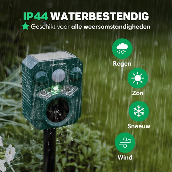 Vulpes Goods® Repellent - Solarbetriebenes Ultraschall-Katzenabwehrgerät - Katzenschreck - Marderabwehr - Tierabwehr - Wasserdicht - Schädlingsabwehr