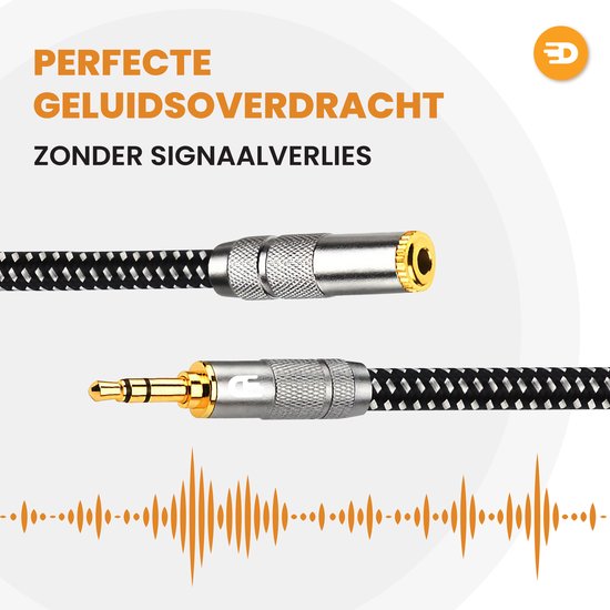 Drivv. Premium AUX-Verlängerungskabel - 5 Meter - Klinkenstecker auf 3,5 mm Buchse - Audio-Verlängerungskabel - Klinken-Verlängerungskabel - Nylon
