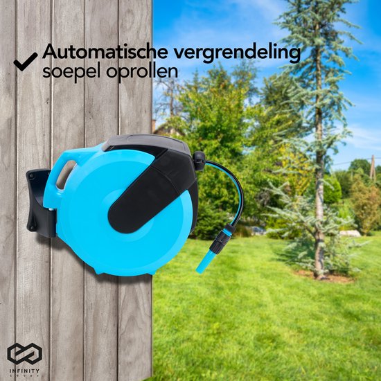 Infinity Goods Wandslangbox - 25 Meter - Slanghouder - Tuinslang Met Haspel - 180Â° Draaibaar - Automatisch - Slanghaspel