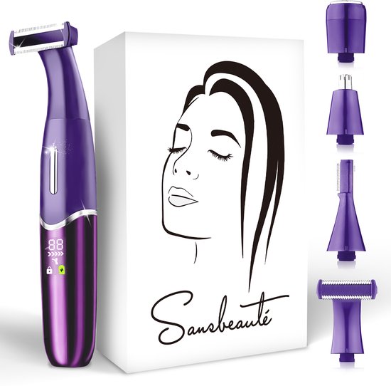4-in-1 Bikini-Trimmer - Sansbeauté® - Gesicht - Achseln - Beine - Bikinizone - Augenbrauentrimmer - Gesichtshaarentfernung Damen - Intimbereich - Ladyshaves Bikini - Epilierer elektrisch