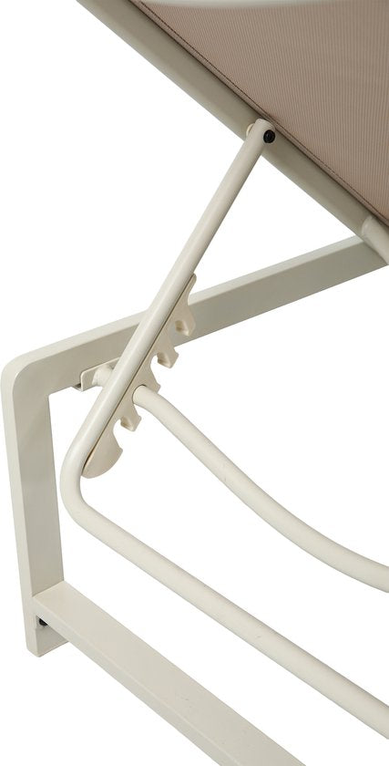 AXI Zane Liegestuhl Beige/Braun – Pulverbeschichteter Stahlrahmen – Rückenlehne mit 5 Einstellpositionen – Liegefläche aus Textileen – 173 x 62 cm