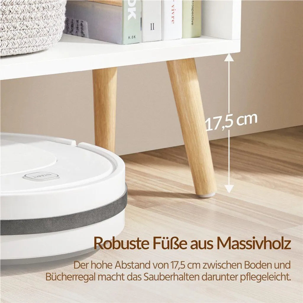 Yaheetech Bücherregal 80 x 23,5 x 120,5 cm – Weiß – Aufbewahrungsschrank mit 2 Türen und 4 offenen Fächern