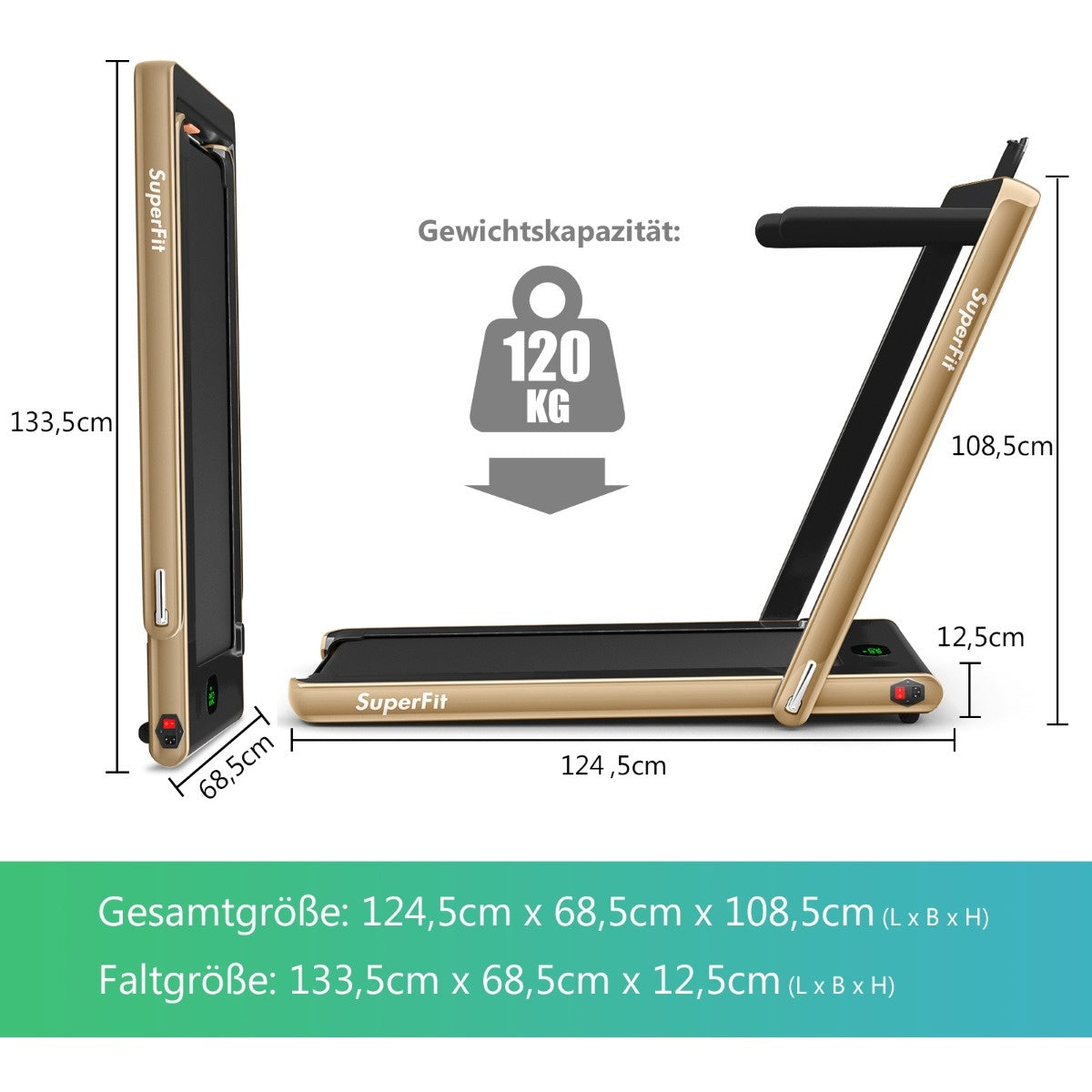 Coast 2 in 1 klappbares Laufband 2,25 PS tragbares elektrisches Laufband gelb gelb