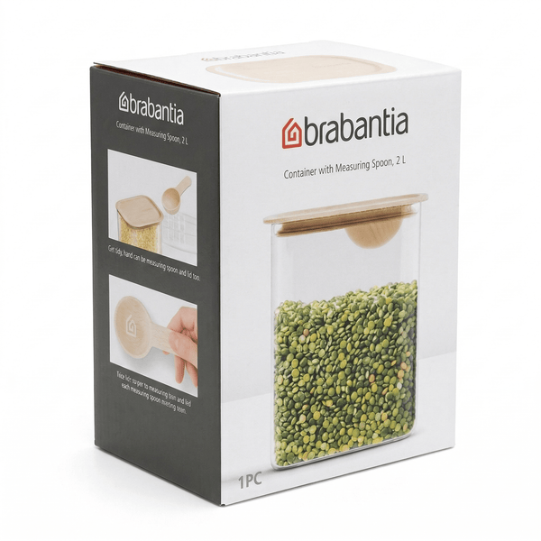 Brabantia Vorratsbehälter mit Messlöffel, 2 l – 18,3 x 15,4 x 10,6 cm