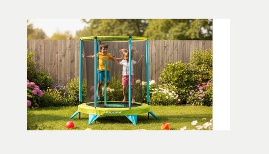 Hudora 65711 – Kindertrampolin mit Sicherheitsnetz – 140 cm – wasser- und UV-beständig – stabiler Rahmen