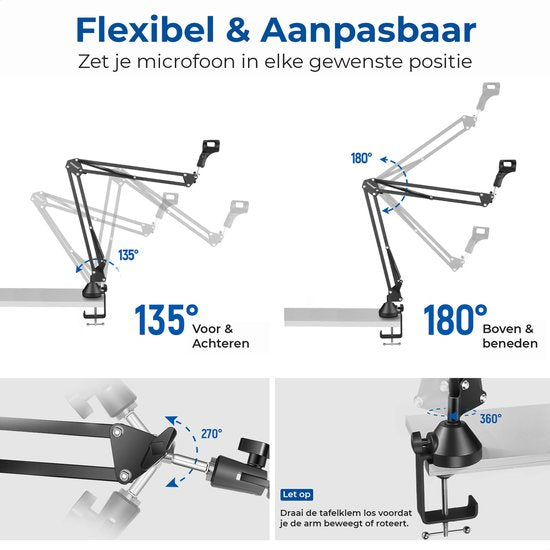 Neewer Mikrofonarm - Boom Arm - Mikrofonständer ohne Mikrofon - Mikrofonständer - Schwarz