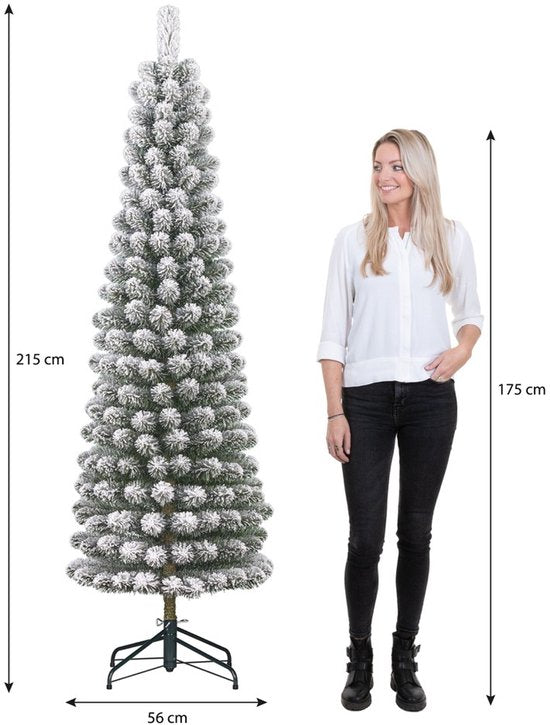 Black Box Trees Kunst-Weihnachtsbaum – Kunst-Weihnachtsbaum H 215 x Ø 56 cm – mit Schnee – Grün, matt
