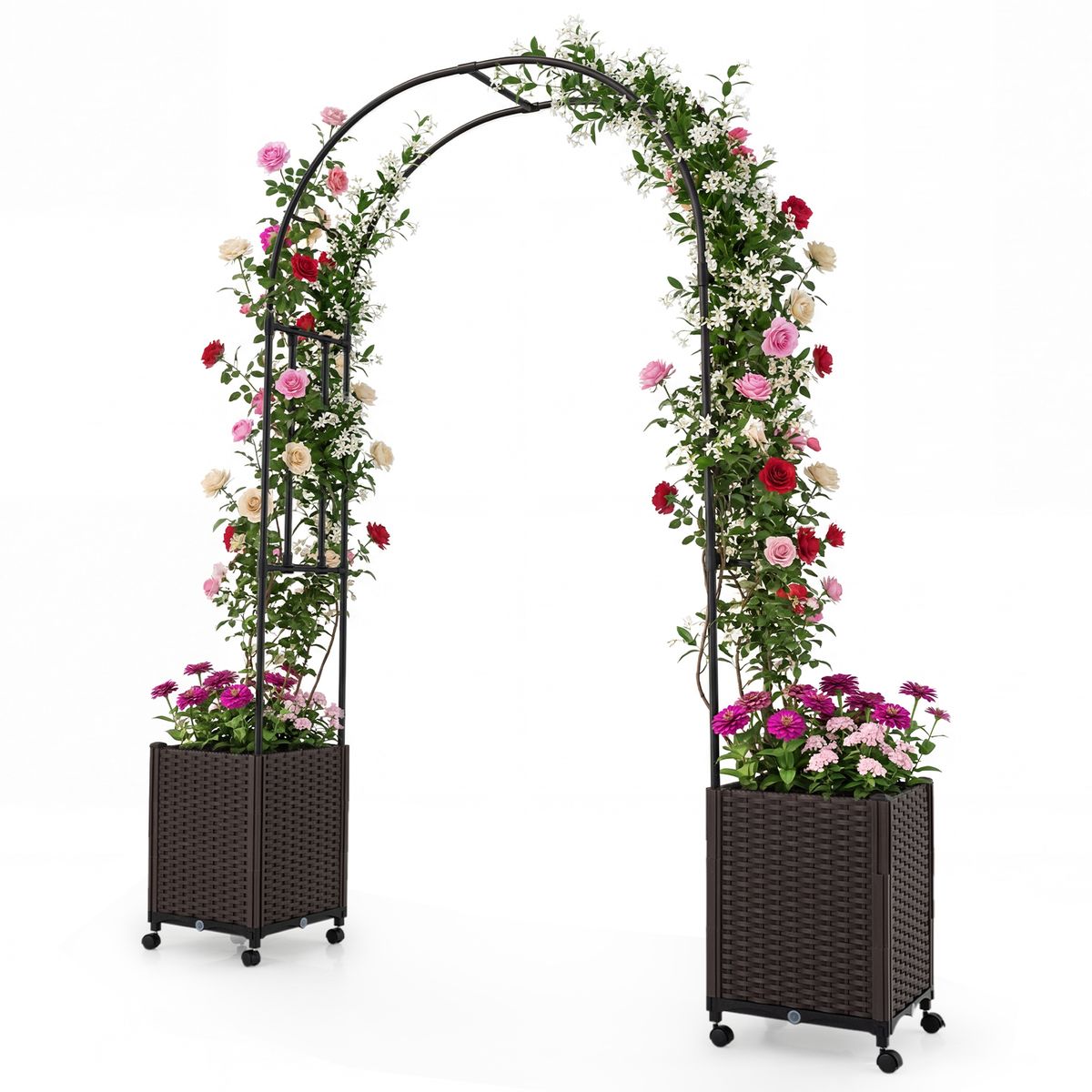 Coast Gartenbogen mit Pflanzkübeln – Selbstbewässerungssystem – modulares Design – schwarz – 230 cm