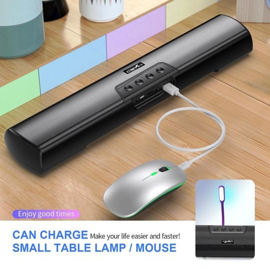 HXSJ Q3 Soundbar PC-Lautsprecher - AUX / Bluetooth kabellos - für Desktop-Computer / Notebooks / Smart TVs / Projektoren - Schwarz