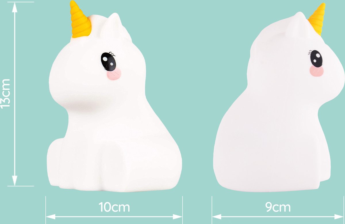Sleepy Friends Kinder-Nachtlicht Einhorn - 95x97x100 mm - 8 Farben - USB aufladbar - dimmbar - Nachtlicht für Baby und Kind