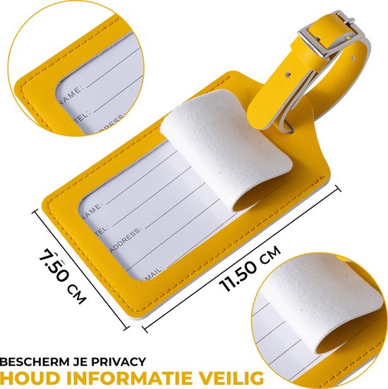 EverNeeds Gepäckanhänger - Gepäckanhänger für Koffer - Gepäckanhänger - PU Leder - Gelb - 2 Stück