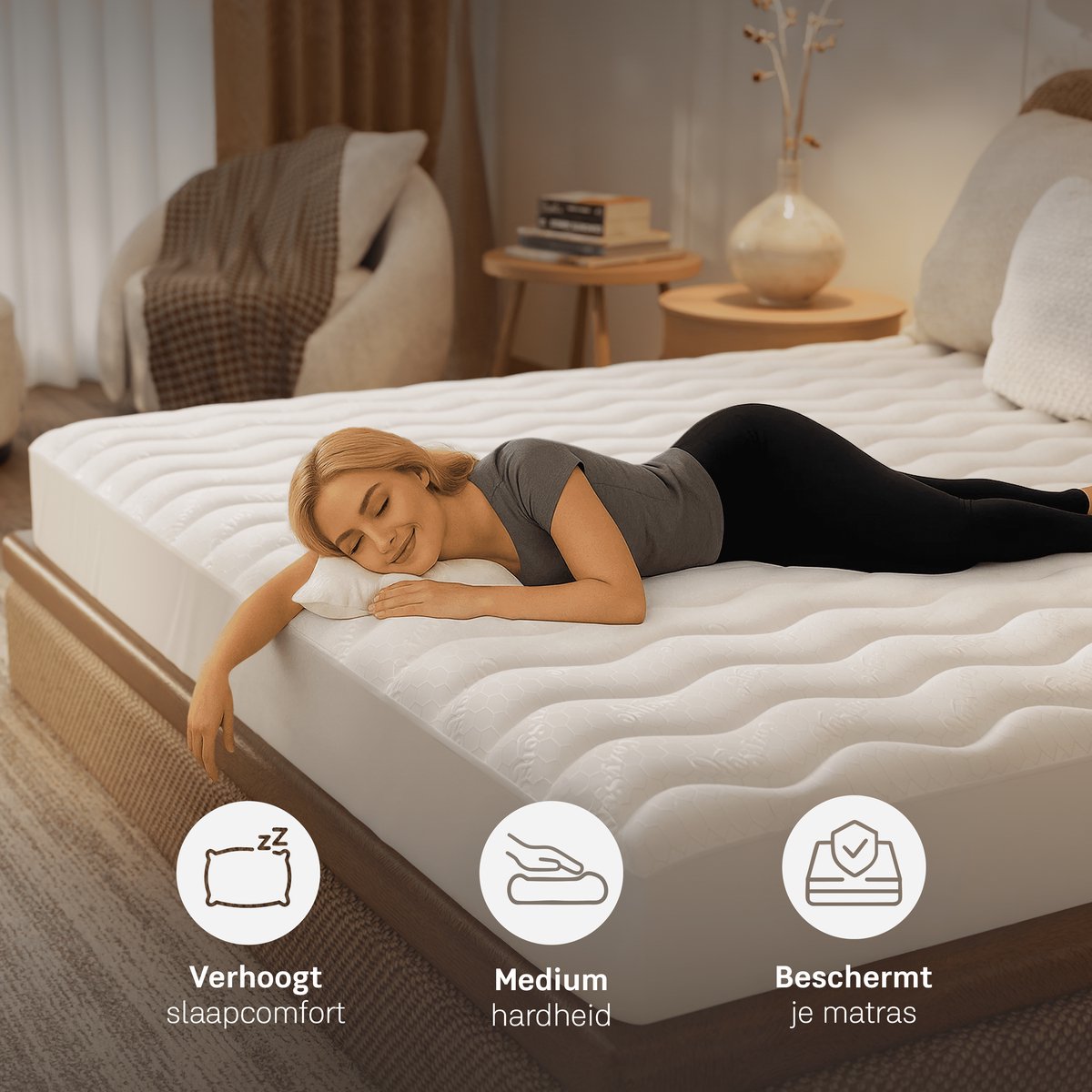 Cozysense Topper 120 x 200 – Memory-Schaum-Matratzenauflage mit gelinfundierter Eierkarton-Struktur – 3 cm – Weiß