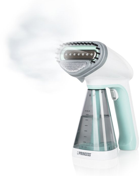 Princess 332846 Kleiderdampfer – Handdampfer – 2 Dampfstufen – Abnehmbarer Wassertank – Schnelles Aufheizen – inklusive Aufsteckbürste – 1600 W