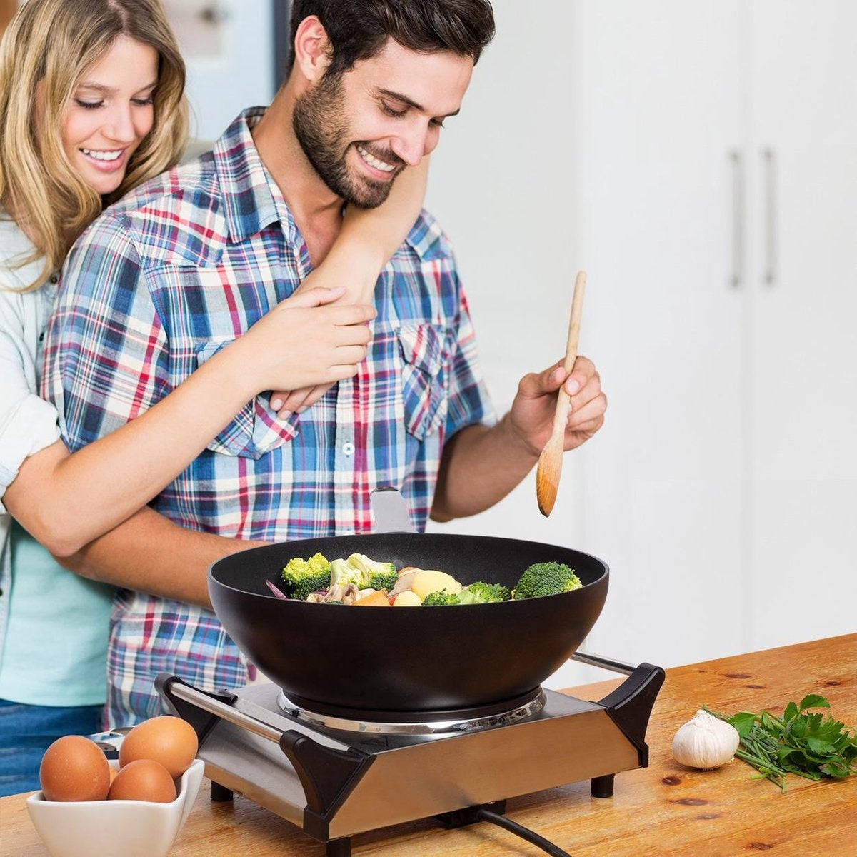 KitchenBrothers Elektrokochfeld - 1 Brenner - 1500W - Edelstahl