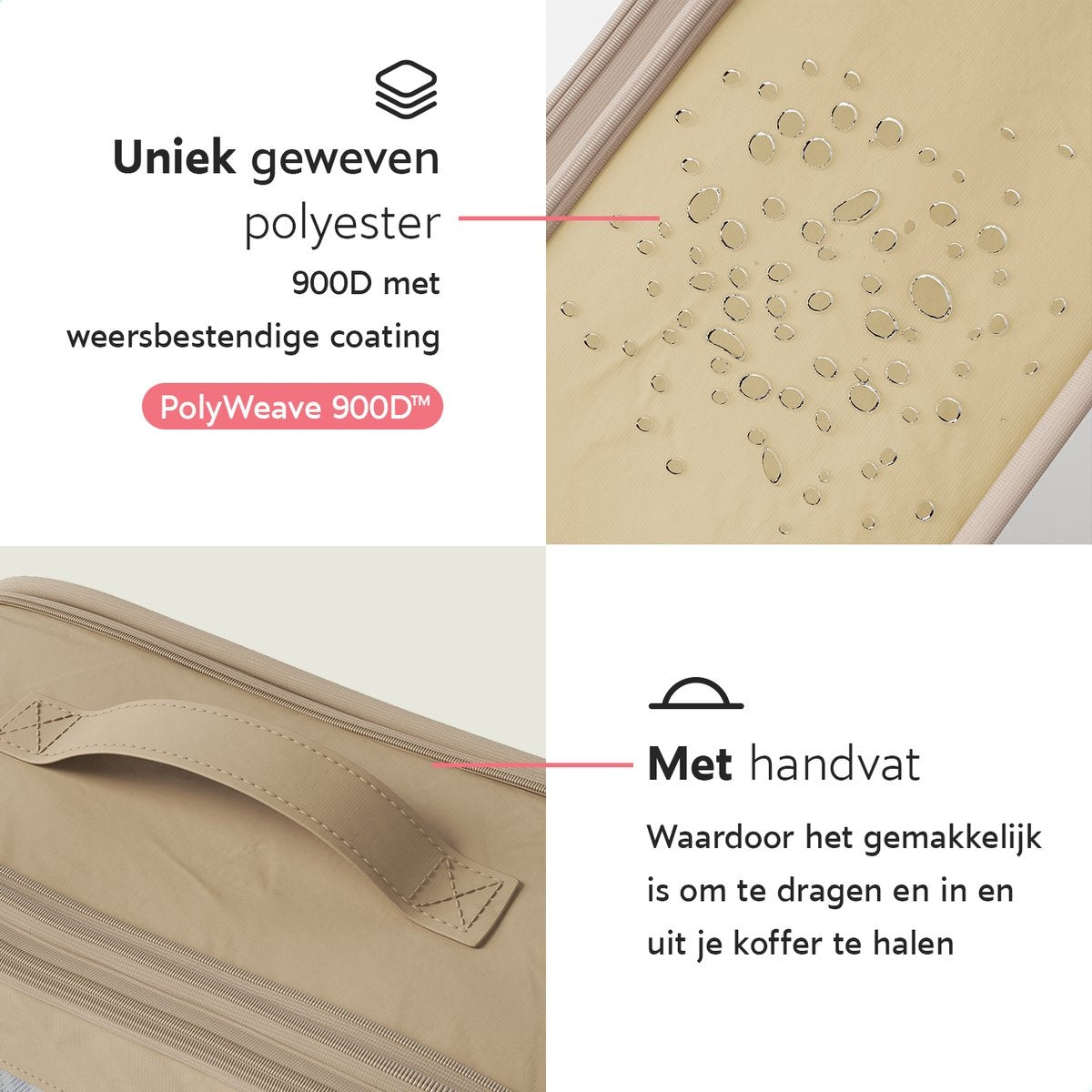 ONYXÂ¬Ã† Kompressionspackwürfel - 5 Stück - Gepäckorganizer mit Kompressionsreißverschluss - Für Koffer und Taschen - Beige