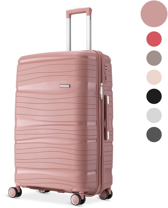 SKYCASES Travelin' Charm - 28-inch großer Reisekoffer - Zahlenschloss - 75 x 51 x 31 cm - 98L - Leicht, wasserdicht & langlebig - Pink