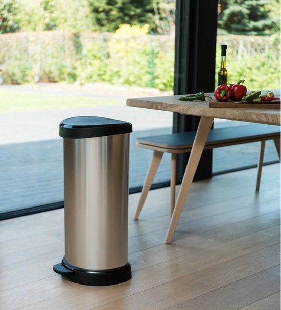 Curver Decobin – Abfallbehälter – 40 Liter – Silber Metallic