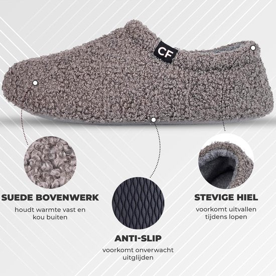 Hausschuhe Damen - Hausschuhe - Größe 42/43 - Grau - Rutschfest - Comfeet