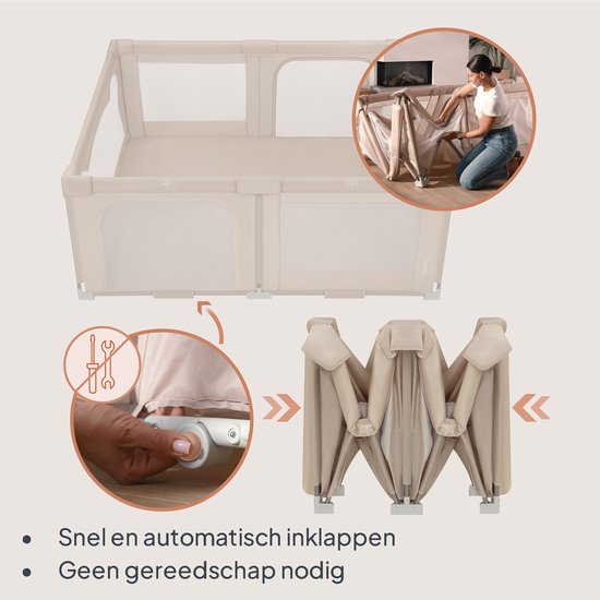 Lionelo Florence Easy Fold – Laufstall / Babybox – Lässt sich sehr schnell zusammenklappen – 150 x 180 cm – für zu Hause und im Garten – 0–48 Monate – Sicherer Laufstall – Tragetasche – Kompakt zusammengeklappt – Spielbox mit atmungsaktivem Netz – 2 Seite